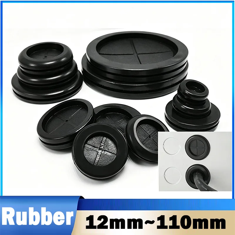 12mm~110mm Black Round Grommet Protective Coil Double-sided Rubber Firewall Hole Plug For Protects Wire Cable Hardware Tool