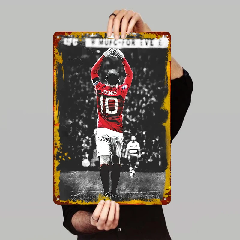 Football Star Rooney Manchester United No.10 Back Celebration Poster Vintage Metal Tin Sign Home Bar Decor