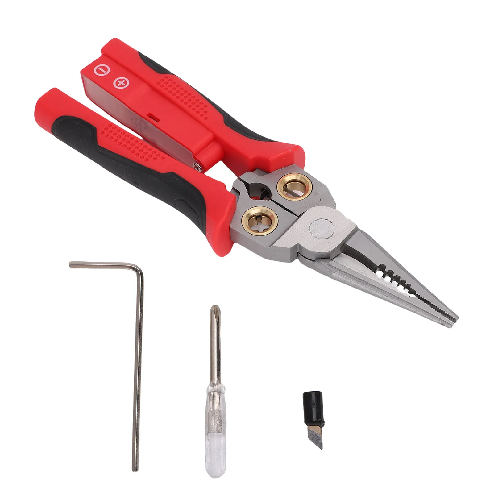 Pelacables 8 en 1 con función de prueba de voltaje, cortador de cables eléctricos, alicates de electricista, pelacables multifuncional