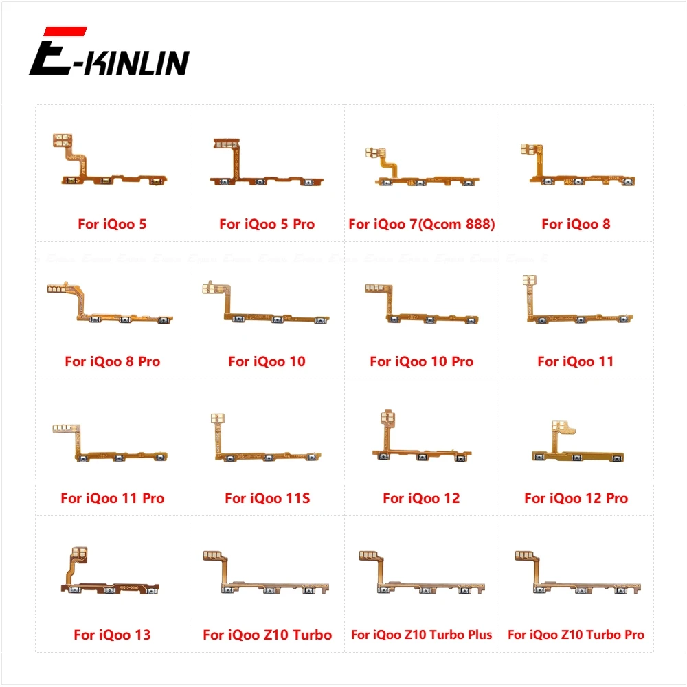 Switch Power ON OFF Key Mute Silent Volume Button Ribbon Flex Cable For Vivo iQoo 5 7 8 10 11 11S 12 13 Z10 Turbo Plus Pro