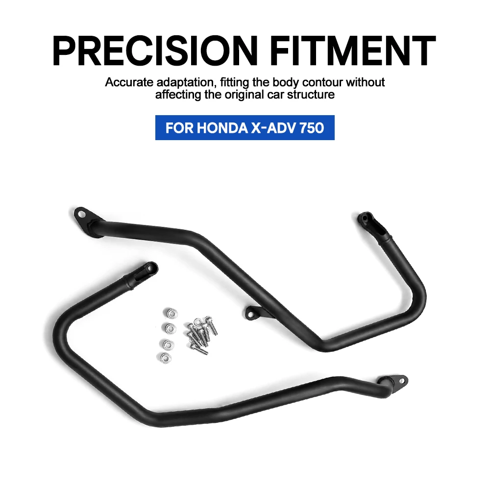 Motorcycle frame protection bumper for Honda X-ADV 750 2017-2026, sturdy and durable, engine guard and crash bar, black.