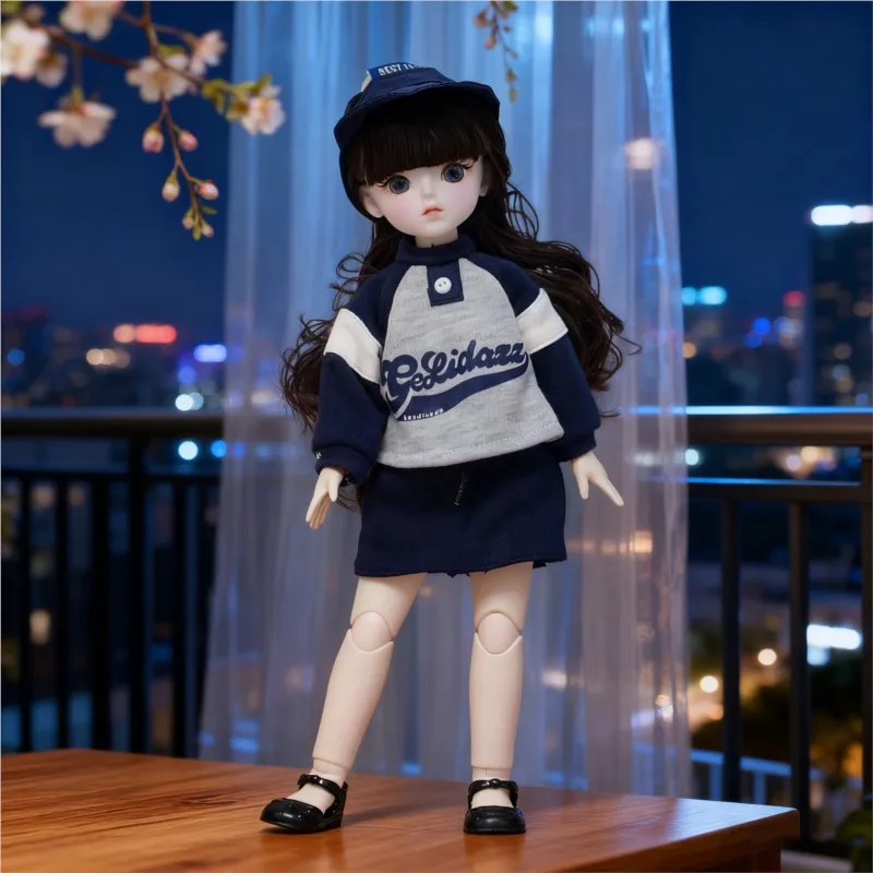 1/6 BJD Make-up Doll Toy With Clothes 30cm Fashion Joints Movable Doll 3D Eyes Long Curly Hair Girl Birthday Gift Children Toys