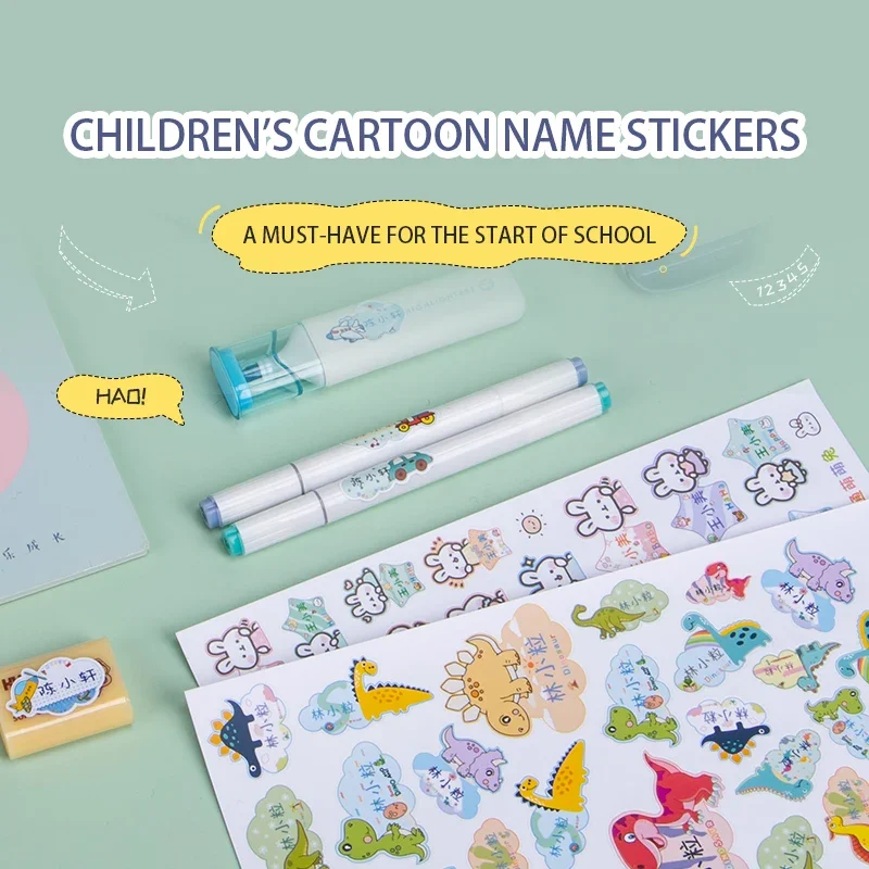 Cartoon Name Tag Stickers Customize Name Stickers Labels Children School Stationery Water Bottle Pencil Ballpoint Writing