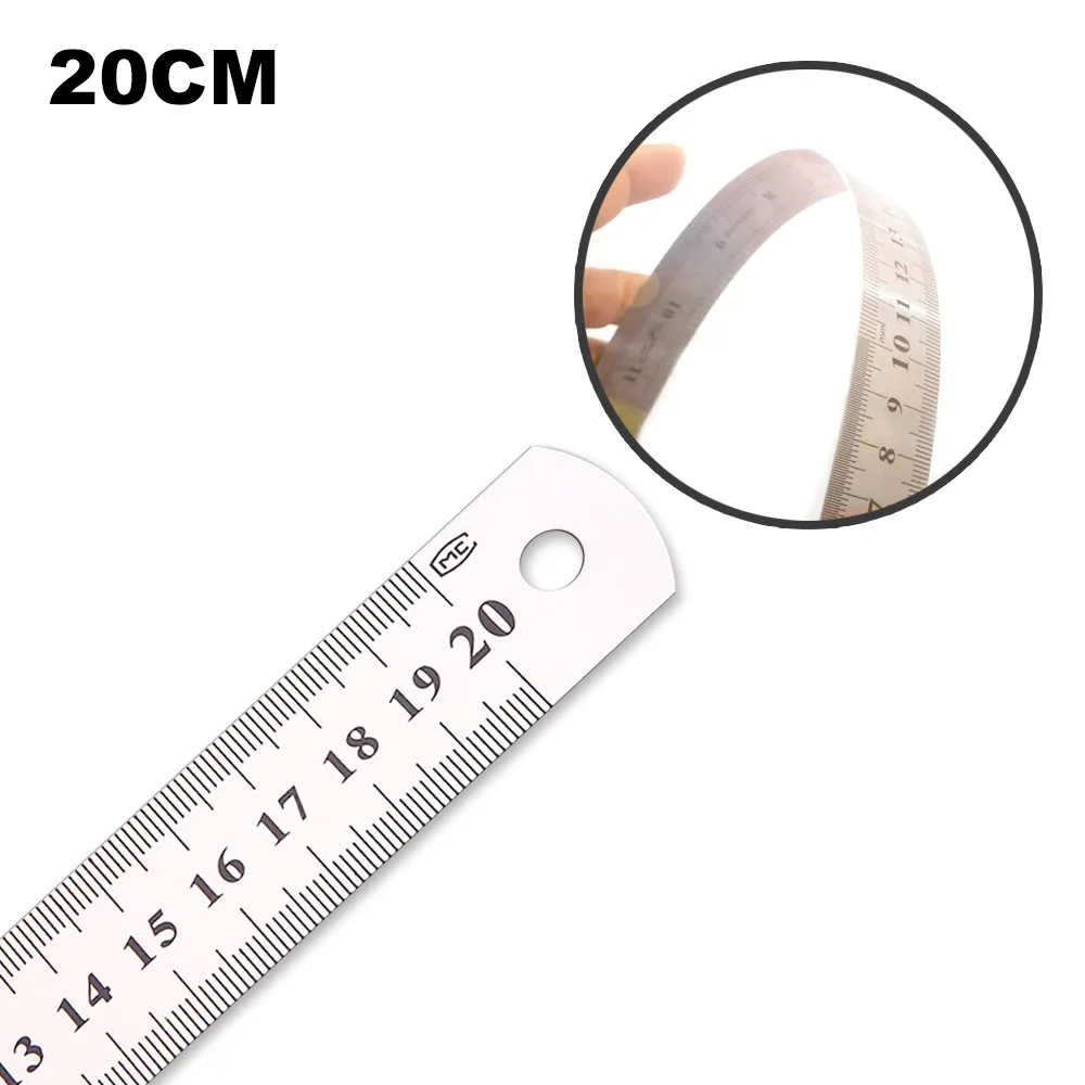 Straight Ruler Fine Inch Centimeter Scale Office Student Drawing Line Tool Stainless Steel 20cm 1PC Metal Xin Soft C08-0584