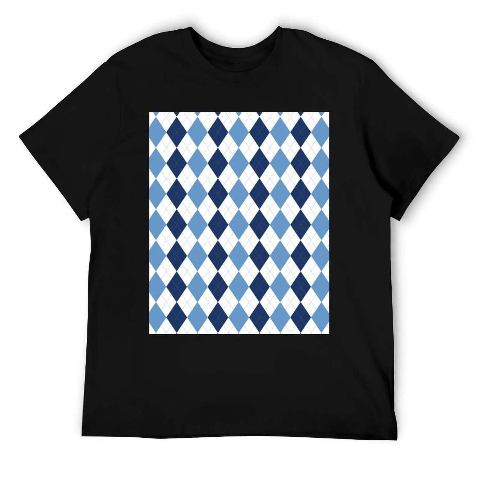 Navy/Carolina Argyle T-Shirt man t shirts cotton funny t shirts dark humor t shirt for man T-Shirt