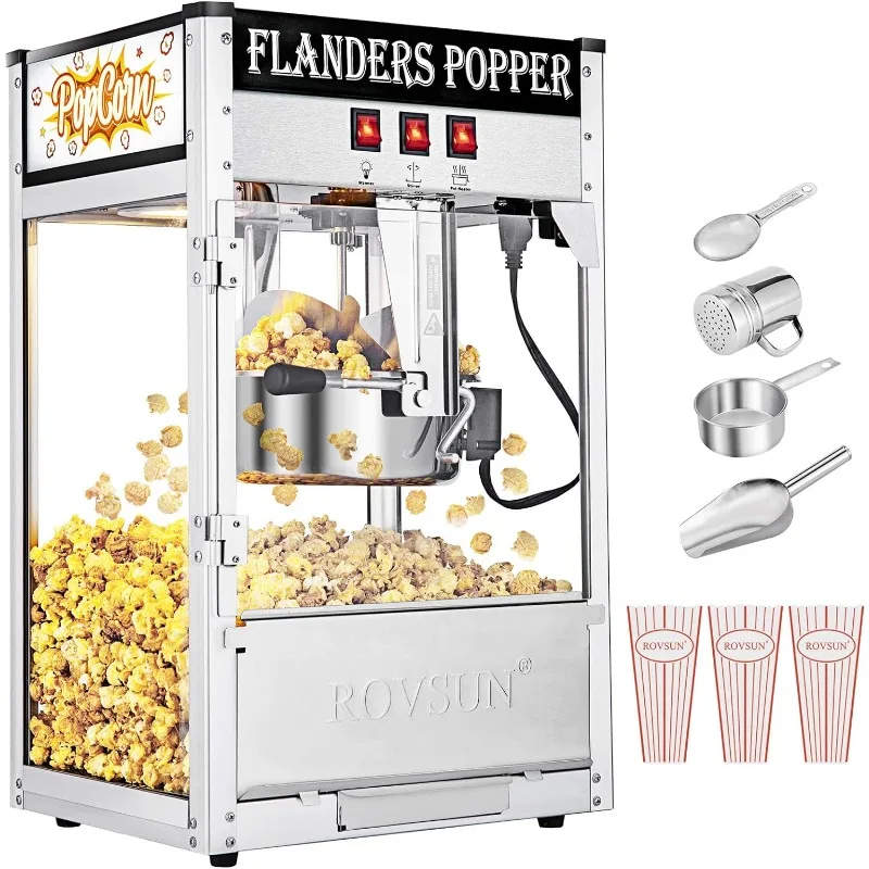 Rovsun Popcorn-Maschine mit 8 Unzen Wasserkocher macht bis zu 32 Tassen, kommerzielle Popcorn-Maschine Arbeits platte Popcorn-Hersteller