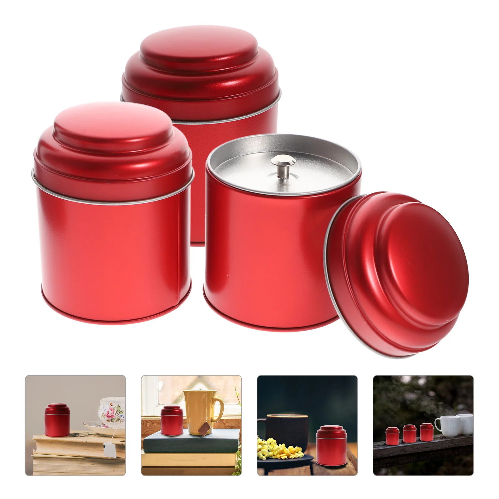 

3pcs Scented Canisters Metal Tinplate Airtight Food Storage Jars For Tea Coffee Candy Dried Fruit Household Decor