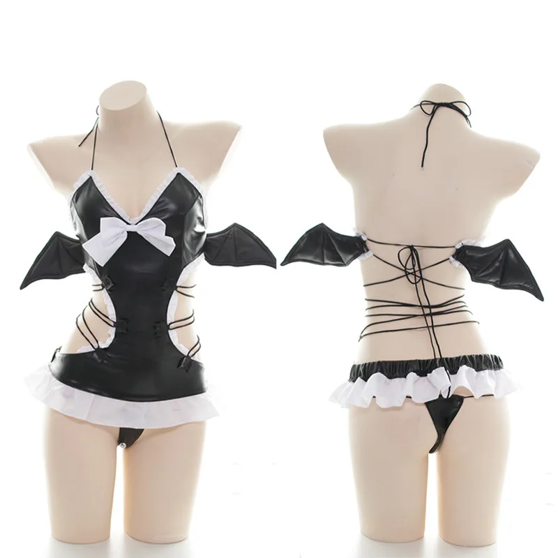 

Gothic Devil Cosplay Bikini Lingerie Set Sexy Women Underwear Halloween Vampire Bat Wings Bodysuit Dress Pajamas Lingerie