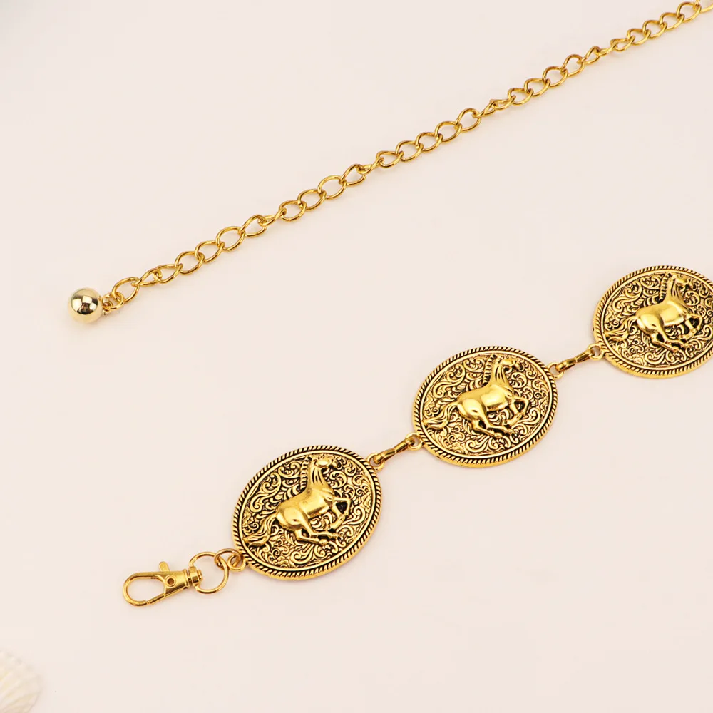 سلسلة خصر نسائية على شكل دائرة مجوفة من Steampunk للنساء، تصميم حزام معدني فني للفستان، بوهو أنيق وعصري