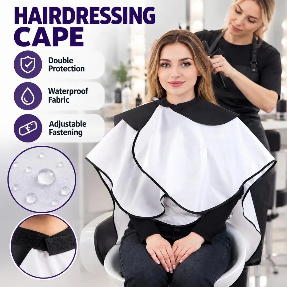 Hair Dye Tools Short Square Black Waterproof Hairdressing Salon Barber Hair Cutting Cape Cloth Wrap Hairdressing Cape Barber