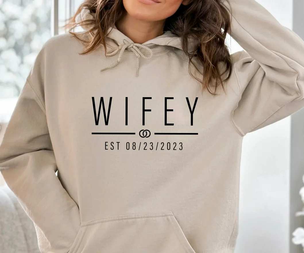 Sudadera con capucha personalizada de luna de miel, Sudadera con capucha Hubby de Wifey, Sudadera con capucha de Mrs To Be, Sudadera con capucha a juego, sudaderas con capucha de pareja de boda, Sudadera con capucha Just Married