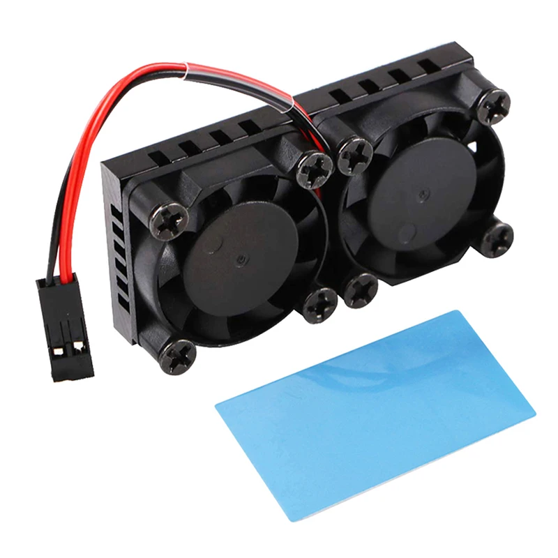 Raspberry Pi 4 Dual Fan Active Cooler CPU RAM مشعاع تبريد من السيليكون وسادة حرارية لـ Raspberry Pi 4B 3B+ 3B