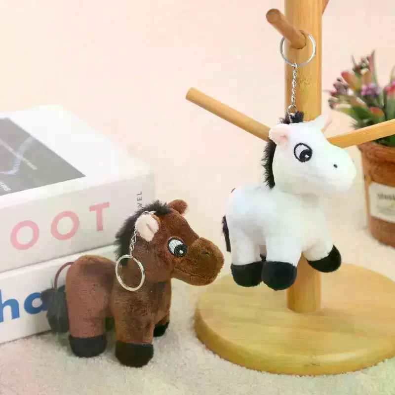 1 pçs dos desenhos animados pônei pingente de pelúcia animal cavalo brinquedo chaveiro mochila ornamentos pendurado decoração