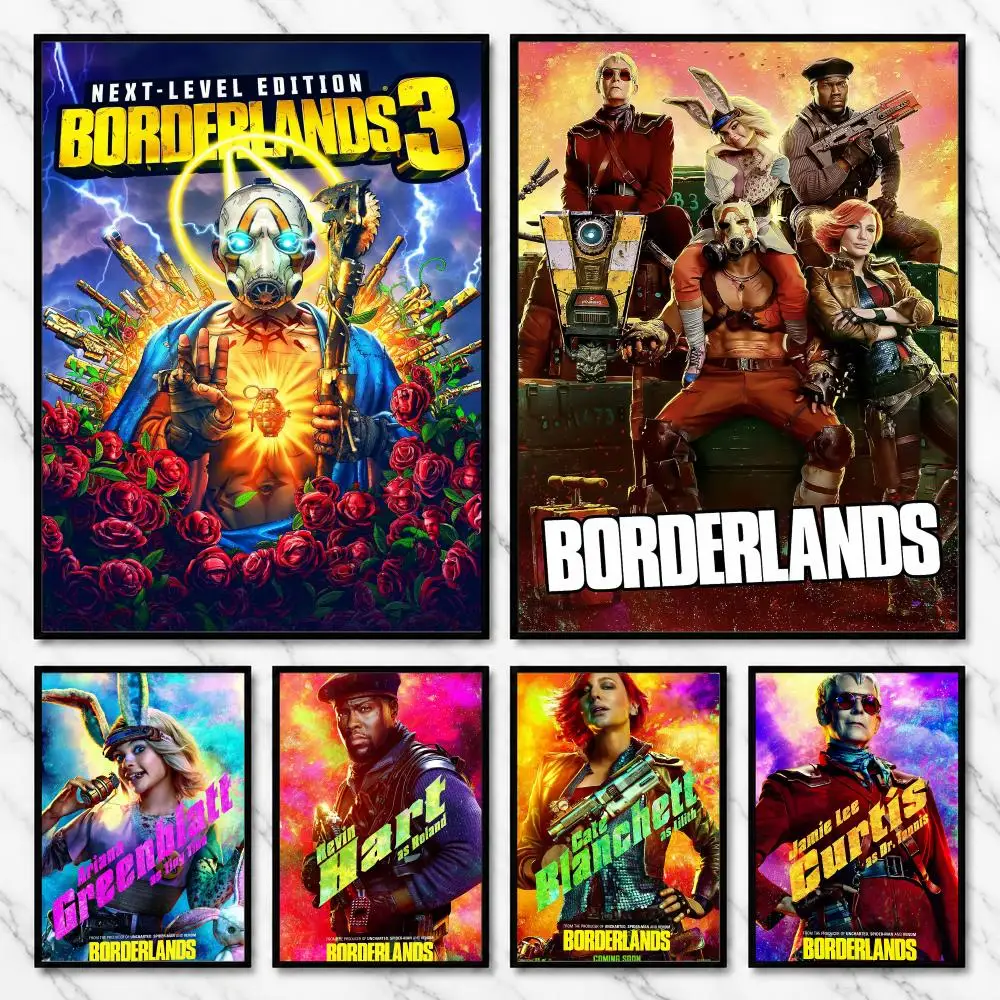Borderlands Shooter Wasteland Co-op Gunplay Comedy Poster Self-Adhesive Unframed Fashion Wall Prints for Office & Home Decor