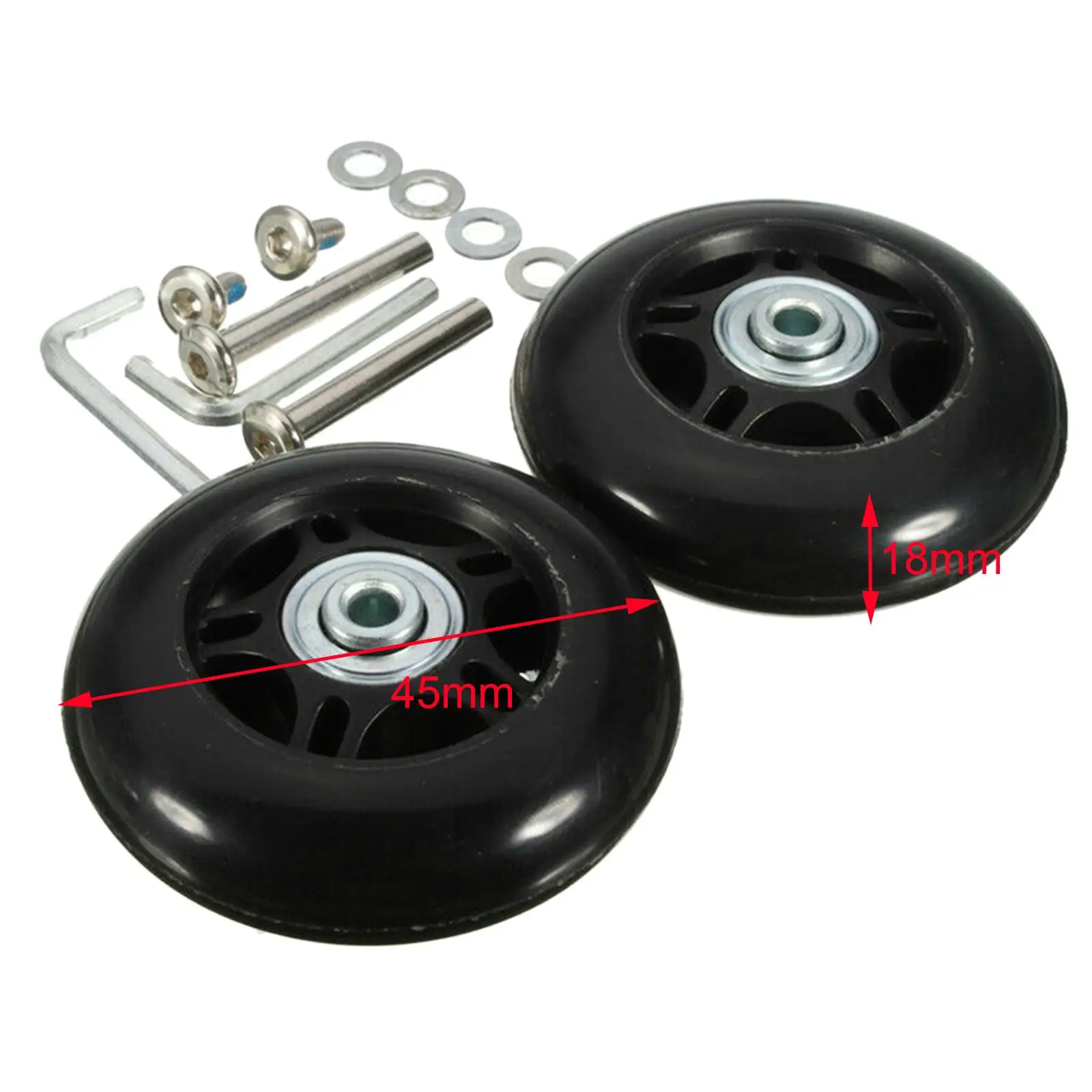 2Pcs/Set Luggage Suitcase Wheels Bearings Repair Kits Flexible Wear Resistant Universal Wheel Rubber Mute Screw Tool Black