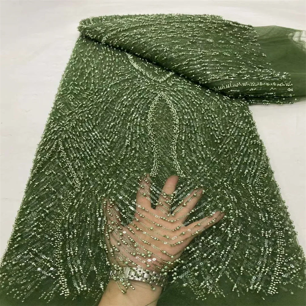 Tissu Africain NigWin à Paillettes pour Robes de Mariée, Maille Française, Dentelle Brodée, Lacets Perlés, Mode, 2-5 Cars, 2101