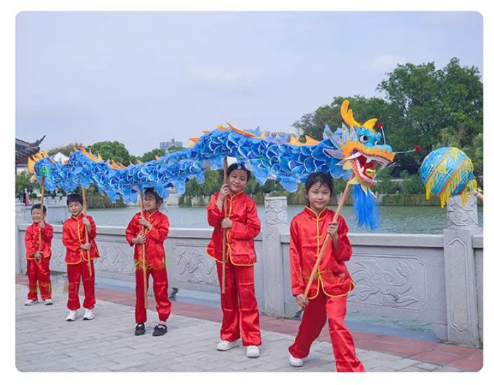 키즈 중국 드래곤 댄스 의상 5.5 m 실크 6 플레이어 크기 6 어린이 크리 에이 티브 게임 스포츠 장난감 이벤트 공원 무대 축제