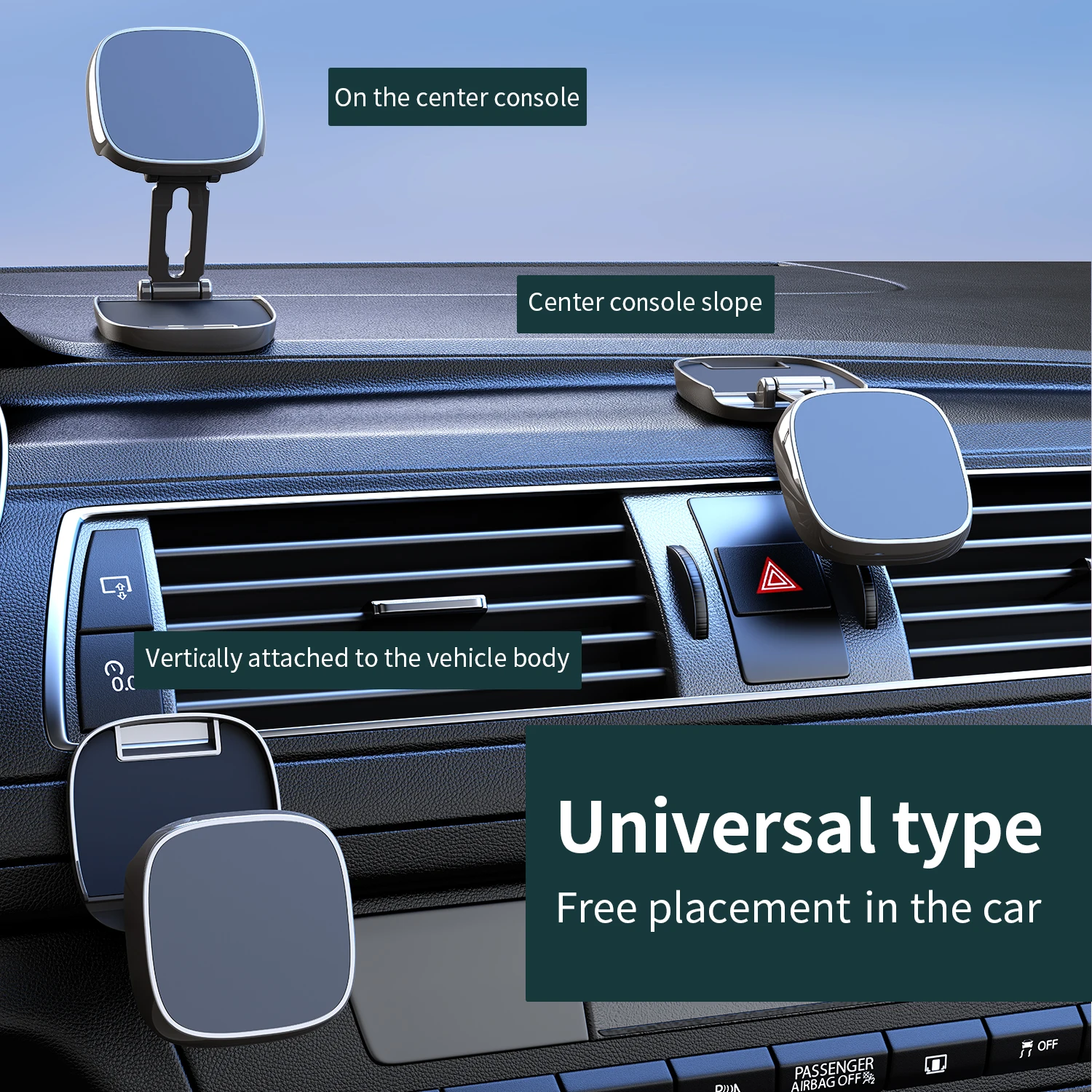Ultra Thin Folding Magnetic Car Holders for iPhone Samsung Smartphone Suction Bracket Metal 360° Adjustable Cars Phone Holder