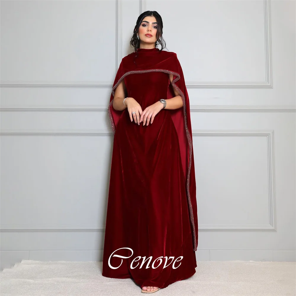 

Cenove 2024 Arab Dubai O Neckline Prom Dress Ankle-Length With Shawl Sleeves Evening Fashion Elegant Party Dress For Women