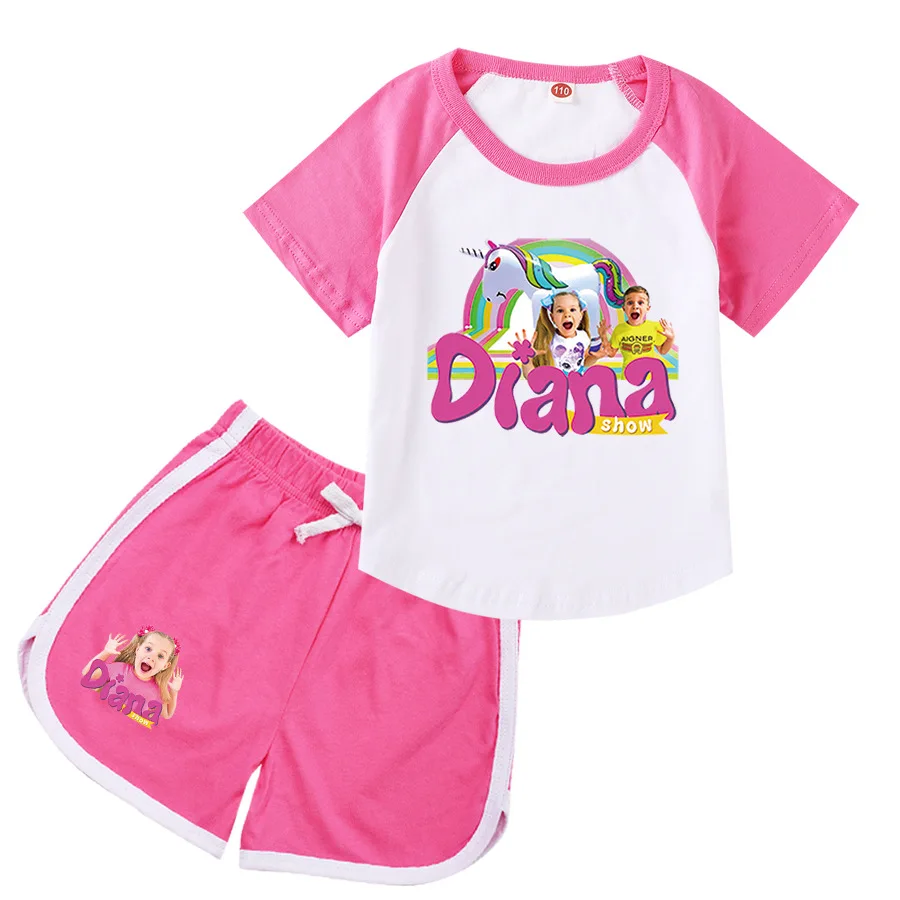 

Kids Teen Girls 2Pcs Clothing Set Lovely like Nastya Show Sports Tracksuit Cotton T-shirt Shorts Boy Summer Outfits Gift