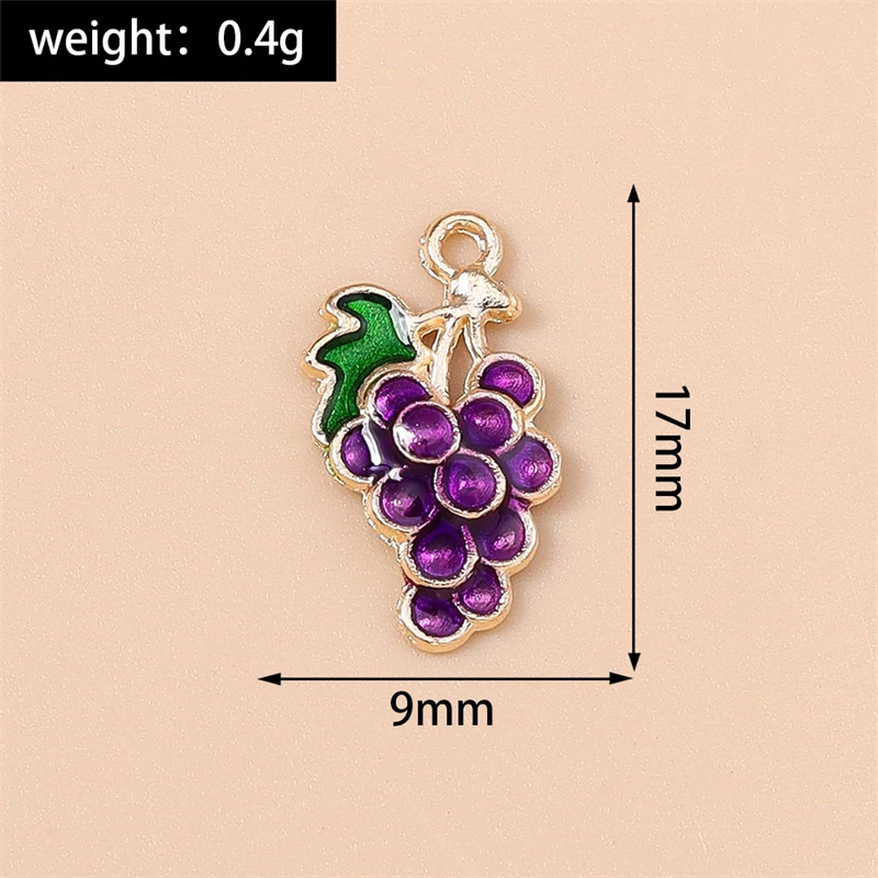 20pcs 9x17mm Cute Enamel Fruit Grape Charms Pendants for Drop Earrings Necklaces Bracelets DIY Crafts Jewelry Making Accessories