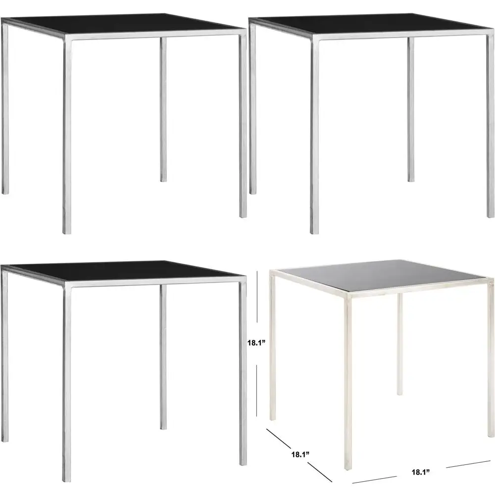 

Квадратный приставной столик с серебряными листьями и черным стеклом