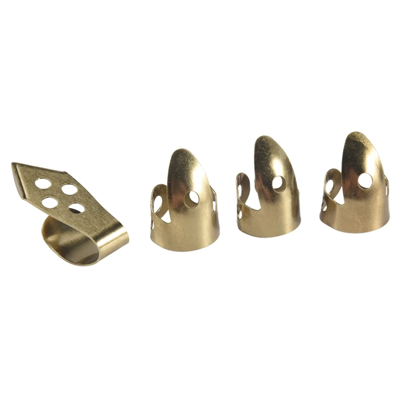M16K-Guitar Finger Picks 3 Index Fingers + 1 Thumb Adjustable Metal Banjo Fingerstyle Pick Finger Protector