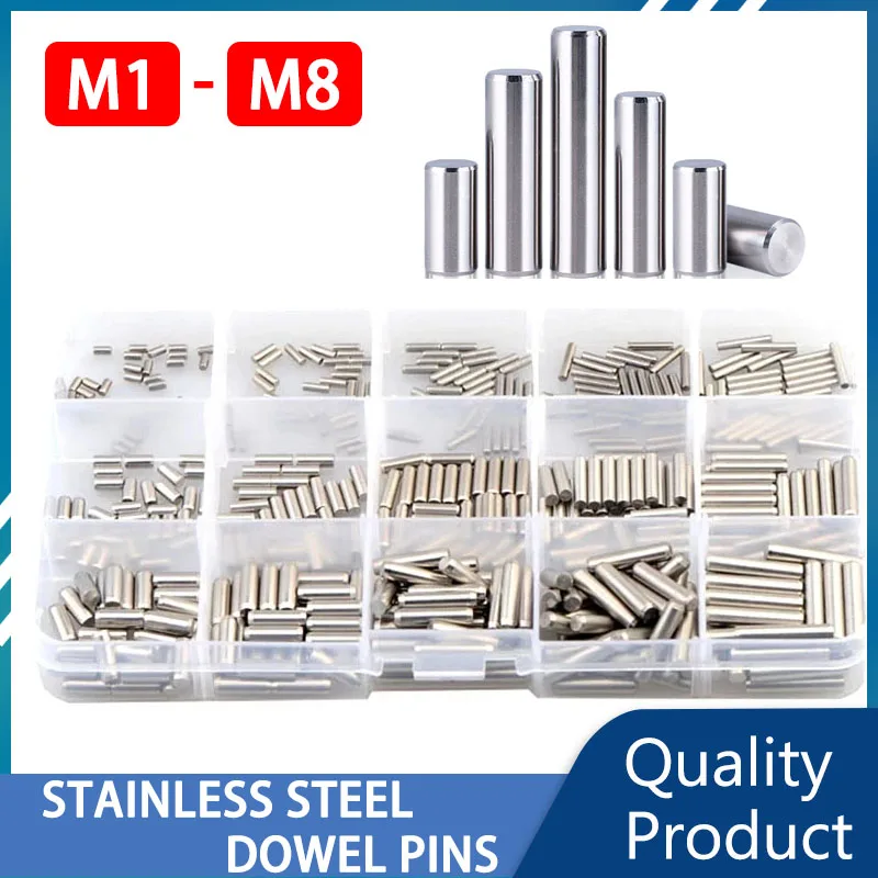 304 Stainless Steel Cylindrical Dowel Pin Kit M1 M1.5 M2 M2.5 M3 M4 M5 M6 Locating Fixed Shaft Solid Rod GB119 Lock Pins Fixing