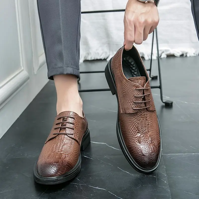 Derby-Chaussures de Mariage en Cuir Oxford pour Homme, Élégantes, à Enfiler, de Luxe, pour le Travail