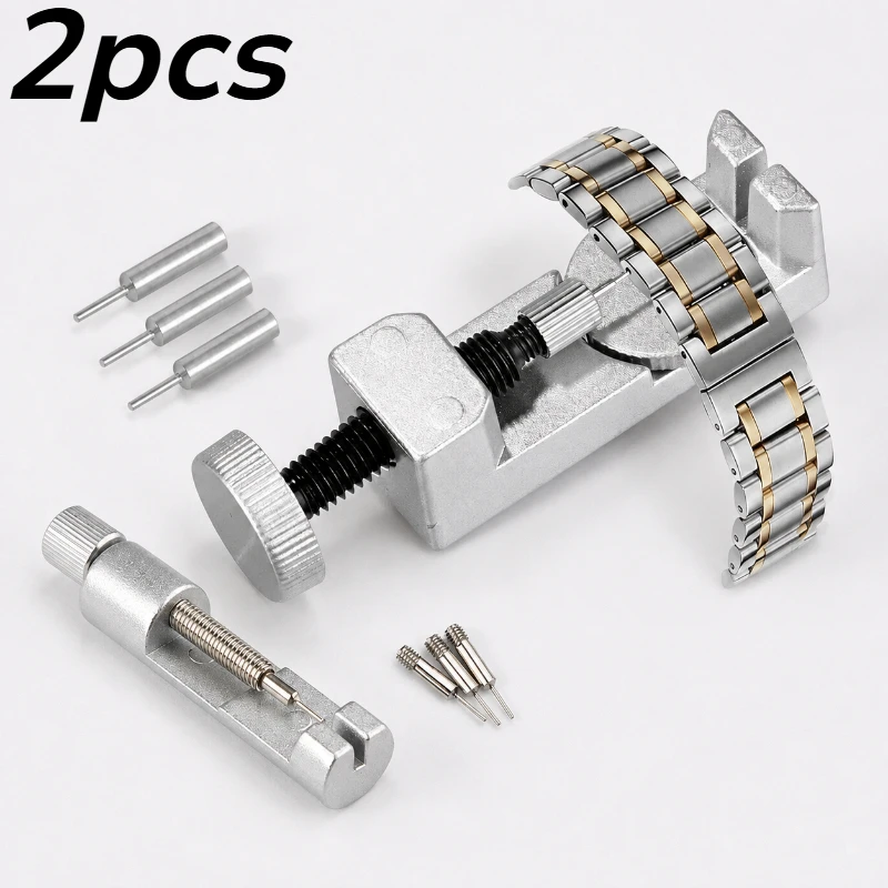 2Pcs Metal Watch Link Remover Tool Set With Multiple Spare Replacement Pins Watch Band Pin Extractor Kit DIY Watch Repair Tools