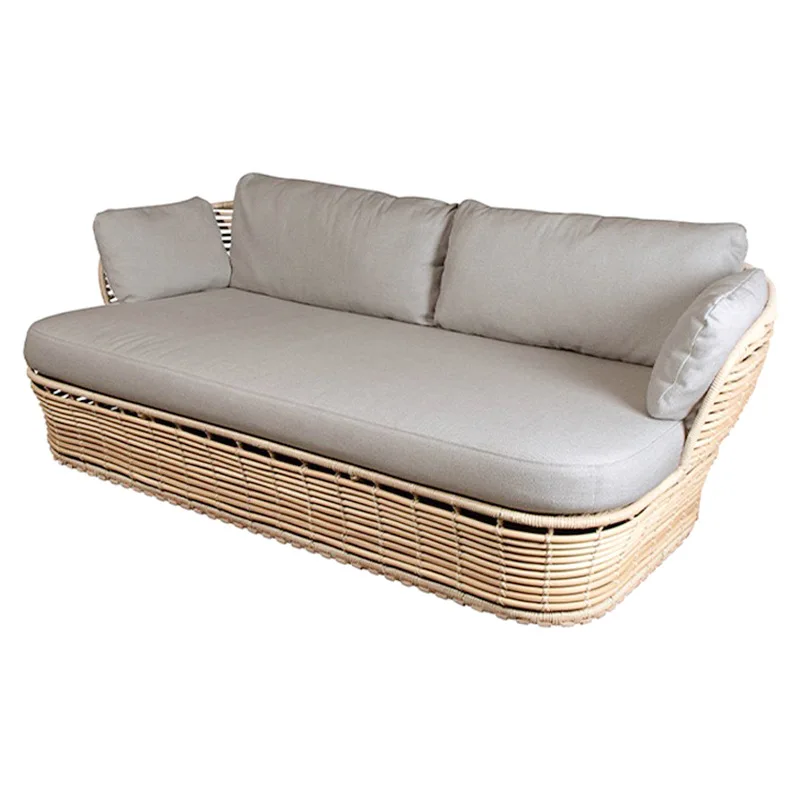 Outdoor faux rattan woven sofa combination, courtyard garden, waterproof and sunproof outdoor balcony lounge bed rattan chair fu