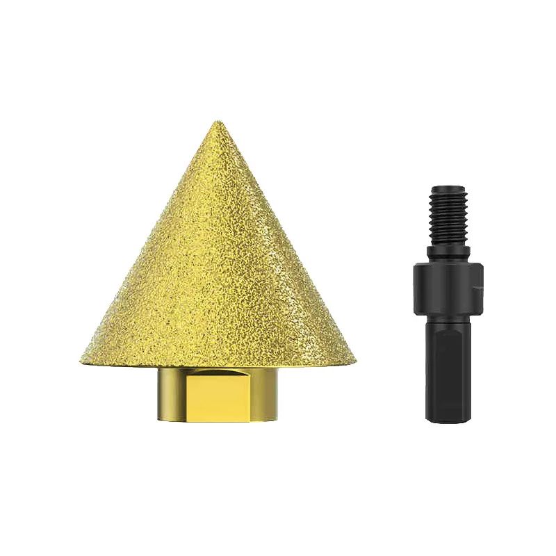 1pc Diamond Taper Chamfer Bit With Adapter Vacuum Brazed Chamfering Grinding Head For Stone Hole Expansion Edge Trimming