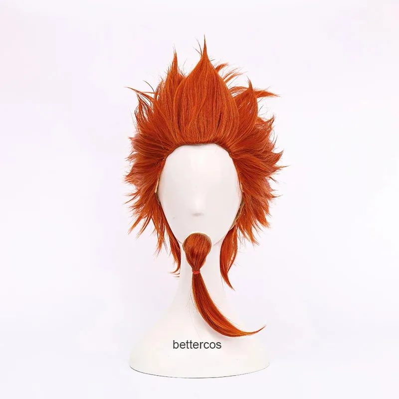 Doce 2025Anime Danganronpa V3 Leon Kuwata Reon Cosplay Estilo Curto Laranja Perucas + Barba + Peruca Cap