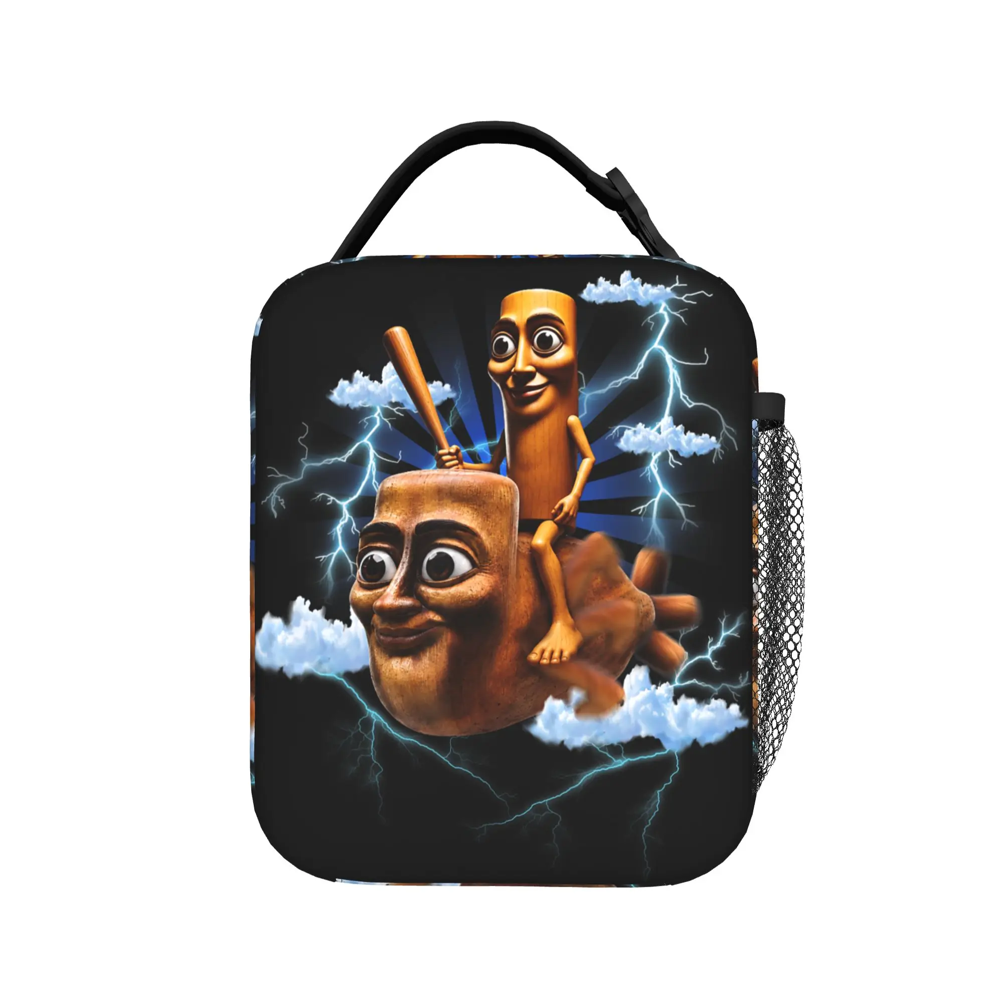 Funny Triple T Riding Fly Tung Tung Sahur Brainrot Meme Lunch Bag  Portable Insulated Lunch Box Women Travel Custom Cooler Bag
