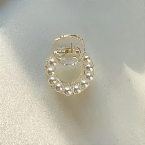 Korean Style Pearl Elegant Women\'s Geometric Small Hair Clip Simple Circular Temperament Sweet Girl Half Tie Hair Accessories