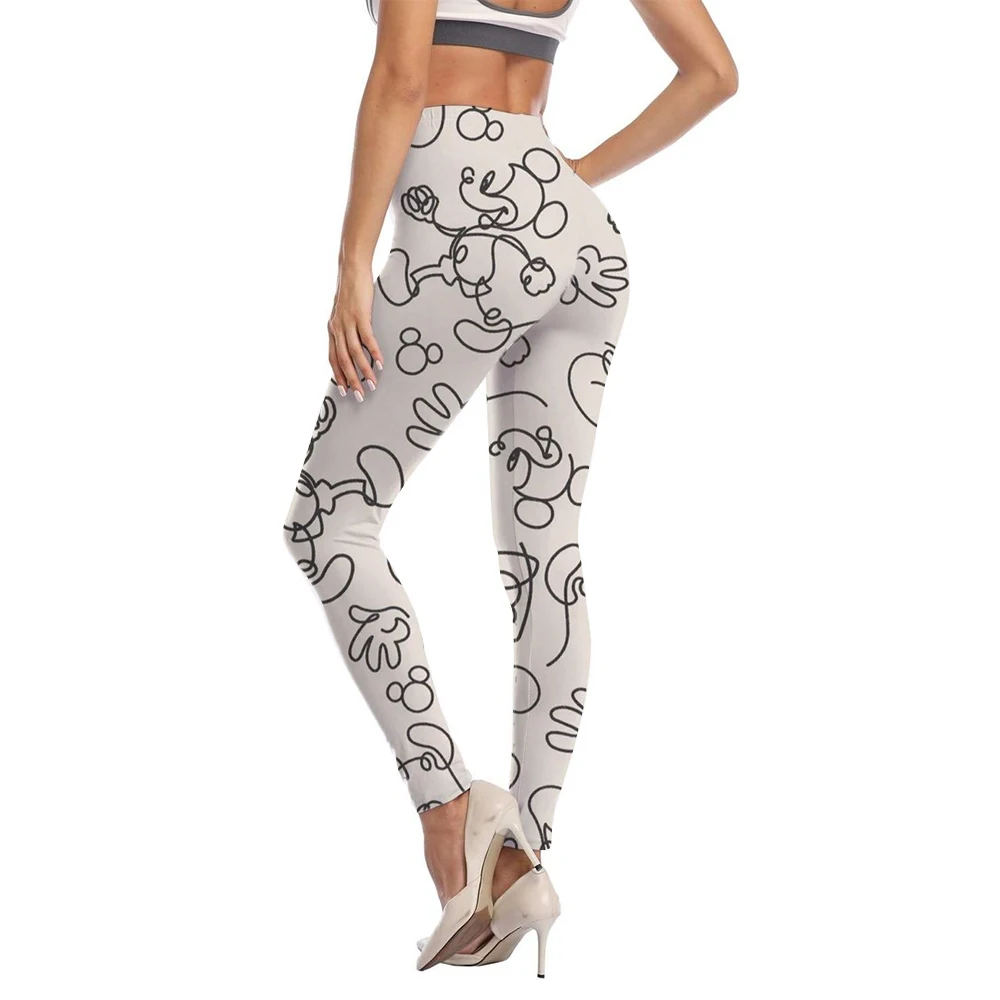 Disney Mickey Mouse printSexy Women Gym Yoga High Waist Push Up Tie-dye Seamless Fitness Workout Sports Tights Running Pants ﻿