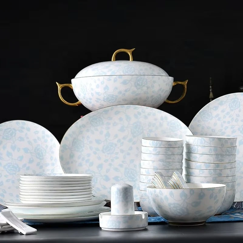 

Blue flower glazed bone china 76 small Chinese fresh model kitchen utensils