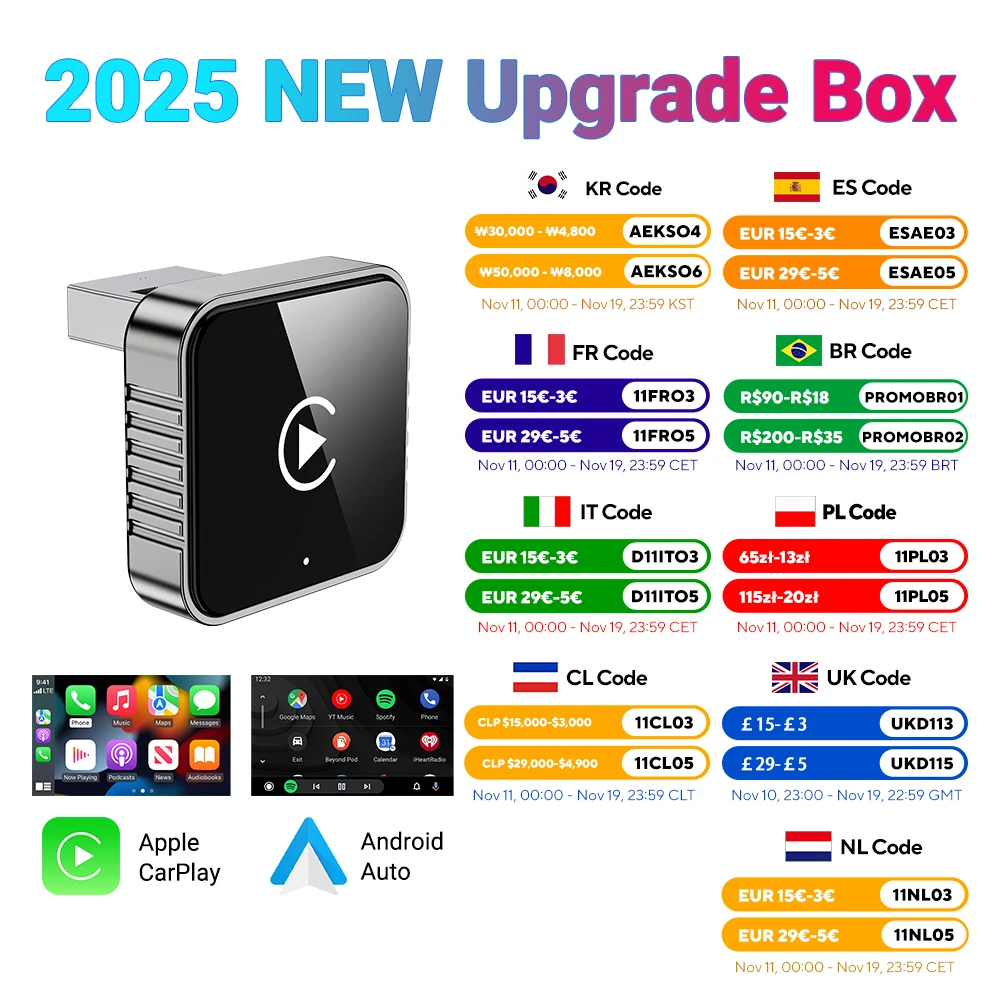 New Super Mini Carplay AI Box Wired to Wireless CarPlay/Android Auto 2in1 Box 5GHz WiFi5 for 99% Original Wired CarPlay/Auto Car