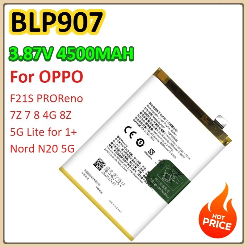 

BLP907 4500mAh for OPPO F21S PRO Reno 7Z 7 8 4G 8Z 5G Lite for Oneplus 1+ Nord N20 5G Replacement Phone Battery