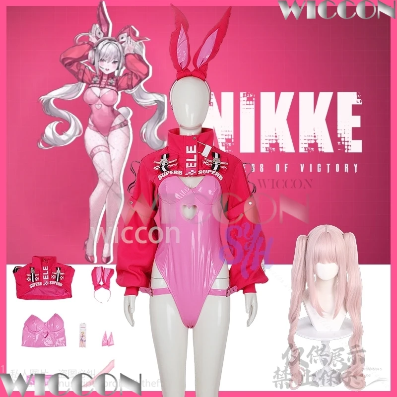 

Jirai Kei Girl Game NIKKE Cosplay Aliccee Clothes Fan Art Original Uniform Hot Pink Bunny Girls Sexy Lovely Jumpsuit Halloween