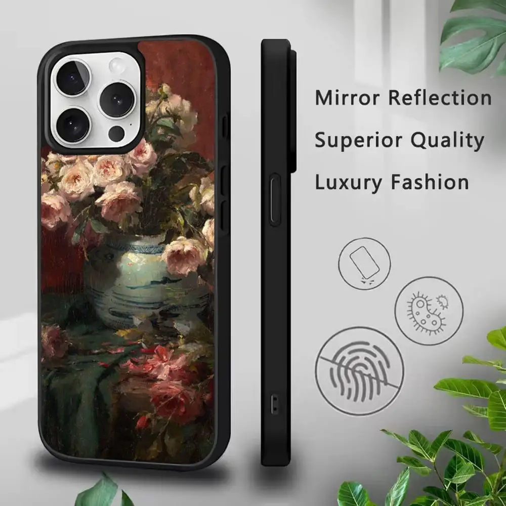 Чехол для телефона с розой и картиной маслом для IPhone 17,16,15, Pro, Max, Air, 14, Plus, 13,12,11, чехол Magesafe с беспроводной зарядкой