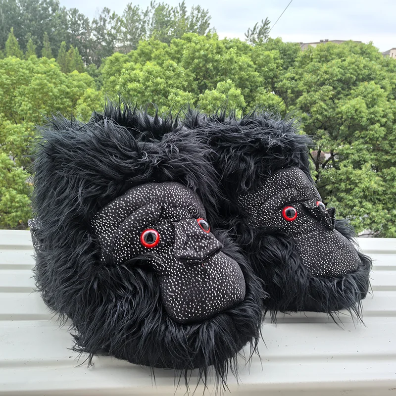 

2025 New Chimpanzee Plush Slippers Fun Animals Monkey Soft Shoes Women Men House Warm Shoe Halloween Party Slipper Gifts