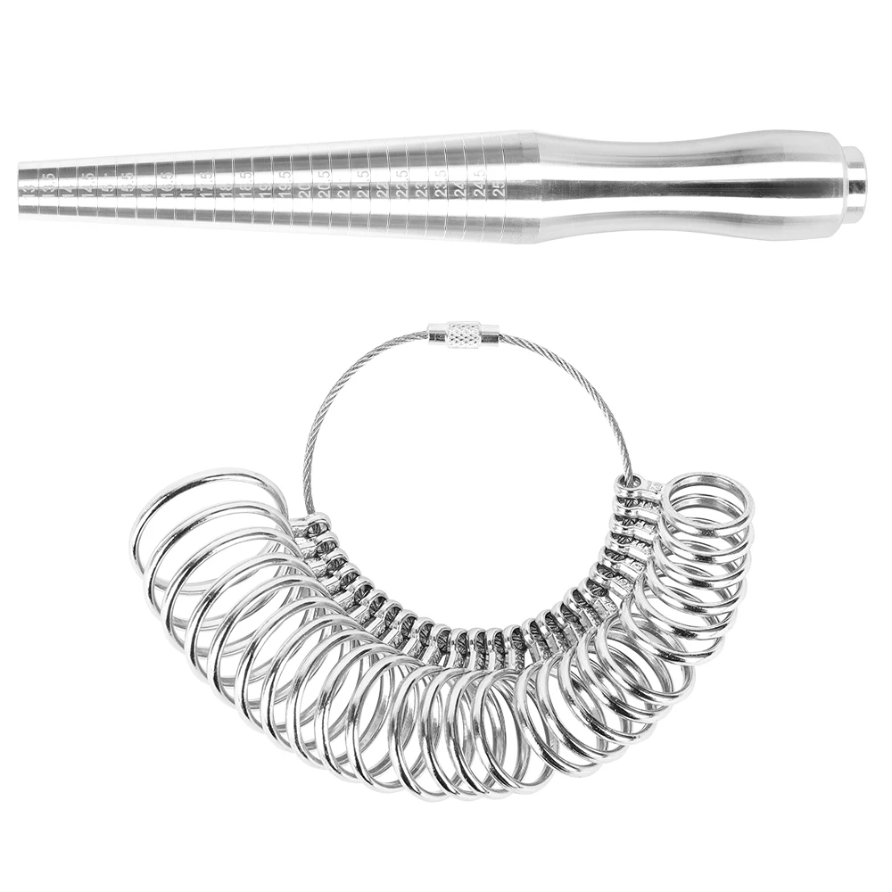 PHYHOO Russian Metal Ring Sizer Set Measuring Ring with Rings Mandrel Sizer Finger Sizing Measuring Stick Ring Jewelry Tools Set — zdjęcie 5