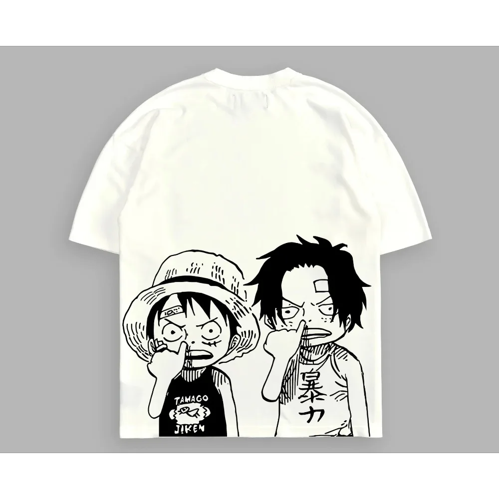 Camiseta de Moda para Hombre 2026, Diseño de Anime Luffy, Manga Corta, Algodón, Corte Holgado, Unisex, para Verano