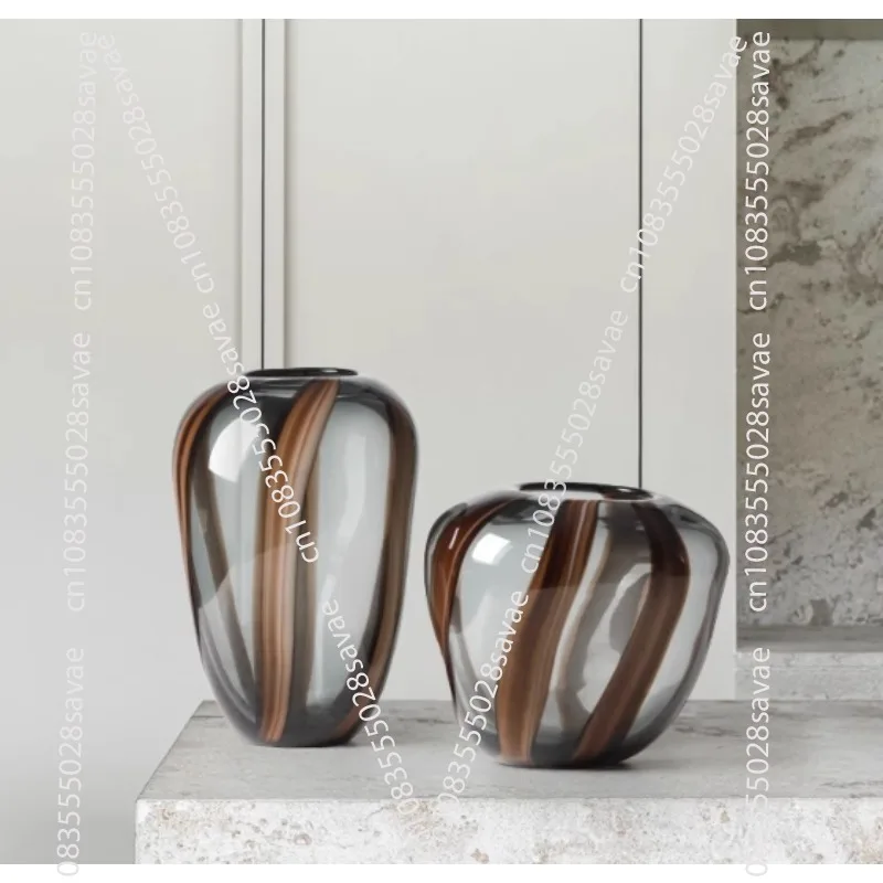 Best Color Striped Special-shaped Hydroponic Glass Vase Sample Room Flower Ware Soft Decoration Flower Ware Ornament