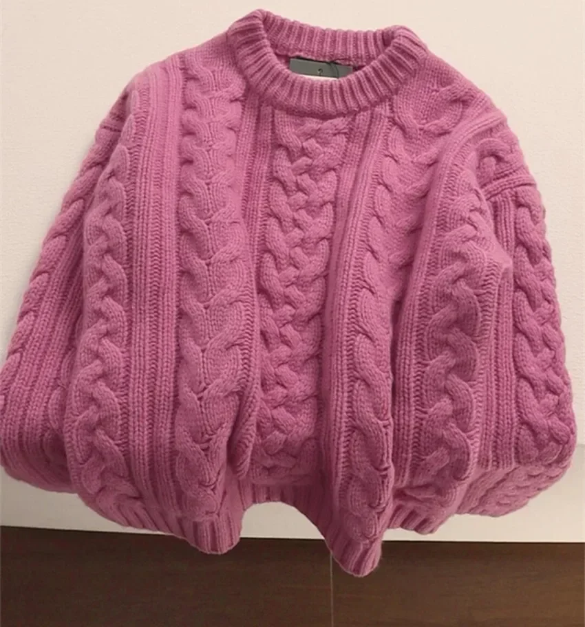 Pull Surdimensionné à Col Rond pour Femme, Vêtement Chic, à la Mode Coréenne, Style Optique Bleue, Chaud, Nouvelle Collection Automne Hiver