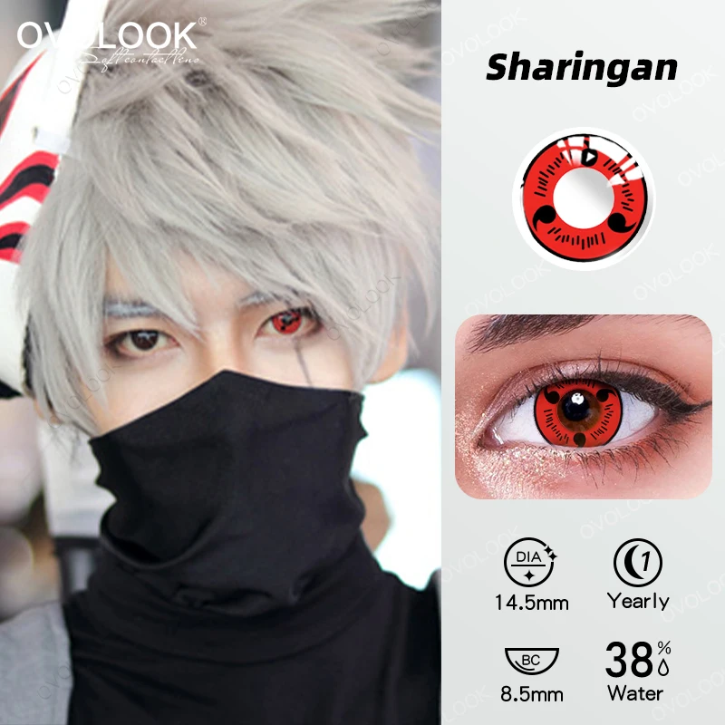 2pcs Cosplay Contacts Lenses for Sharingan Hatake Kakashi Uchiha Sasuke Itachi Madara Hinata Ciel\'s eye anime Costume Play