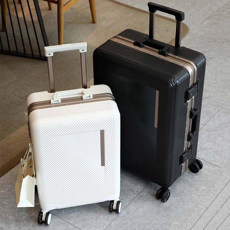 حقيبة سفر بعجلات بإطار من الألومنيوم بسعة كبيرة مقاس 20-28 بوصة حقيبة متينة بقفل مجمع للأمتعة للجنسين #3