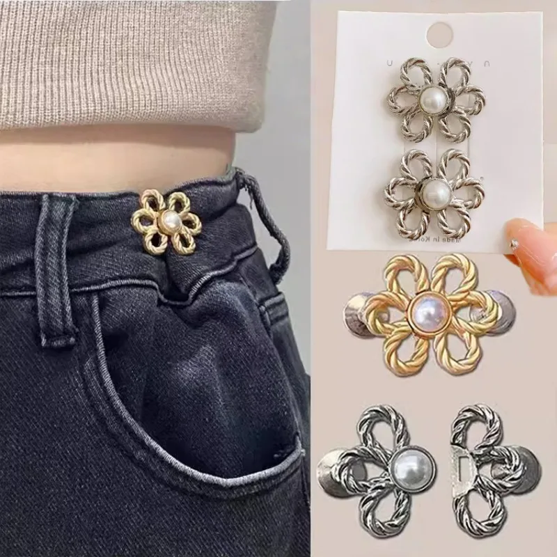 

2set Removable Nail-free Tightening Waistband Closing Artifact Invisible Snap Button Waist Buckle Jeans Handmade DIY Sewing