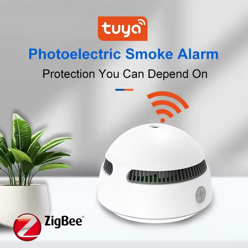 

BONLOR 3year lithium battery operated wireless photoelectric Fire Protection Smoke Detector Smart life Tuya Smart WiFi
